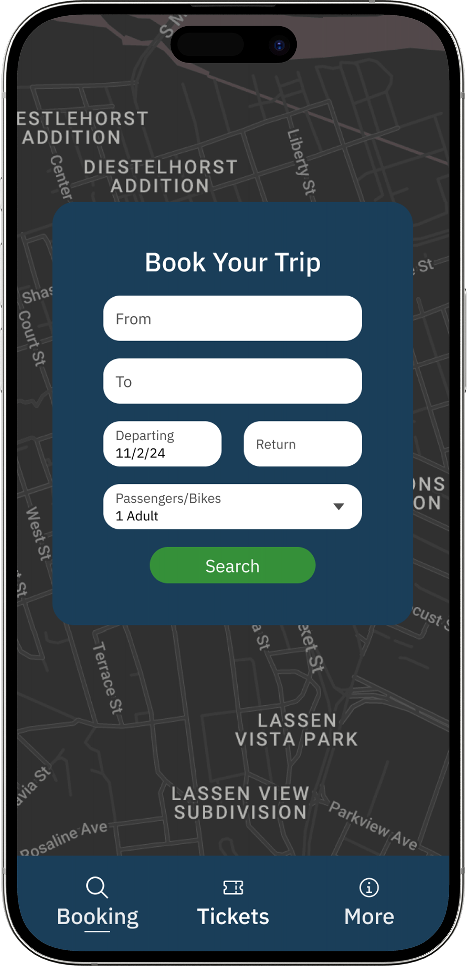 Greyhound booking screen